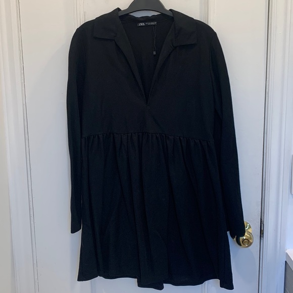 Zara Dresses & Skirts - Zara Black V-Neck Baby Doll Dress Size S